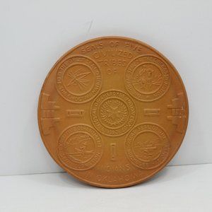 Frankoma Round Trivet "Seals of Five Civilized Tribes"